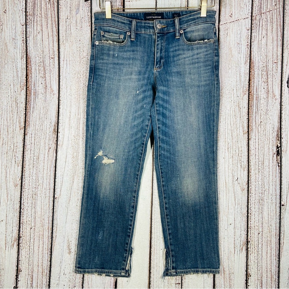 Lucky Brand Jeans Womens 2/26 Blue Sweet Crop Distressed Stretch Denim Pants